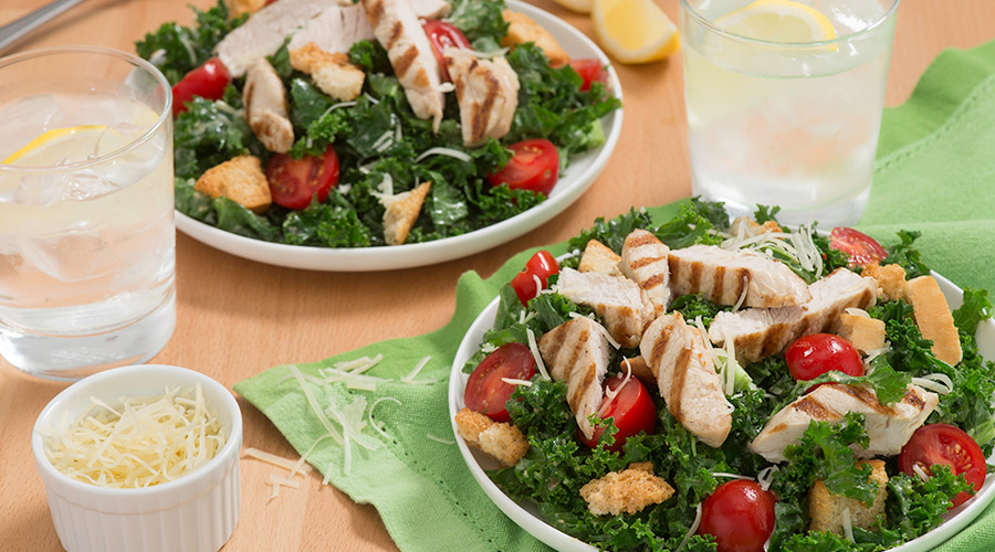 Kale Caesar Salad with Grilled Turkey