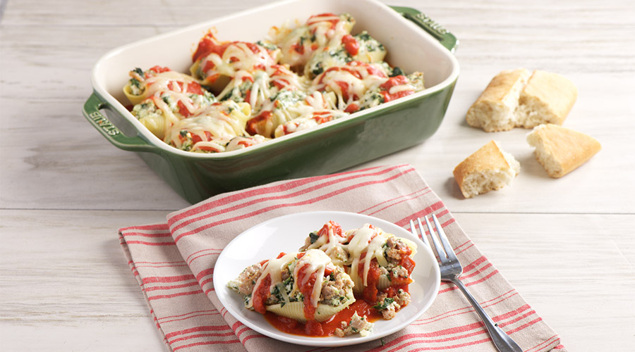 Sausage and Spinach Stuffed Pasta Shells