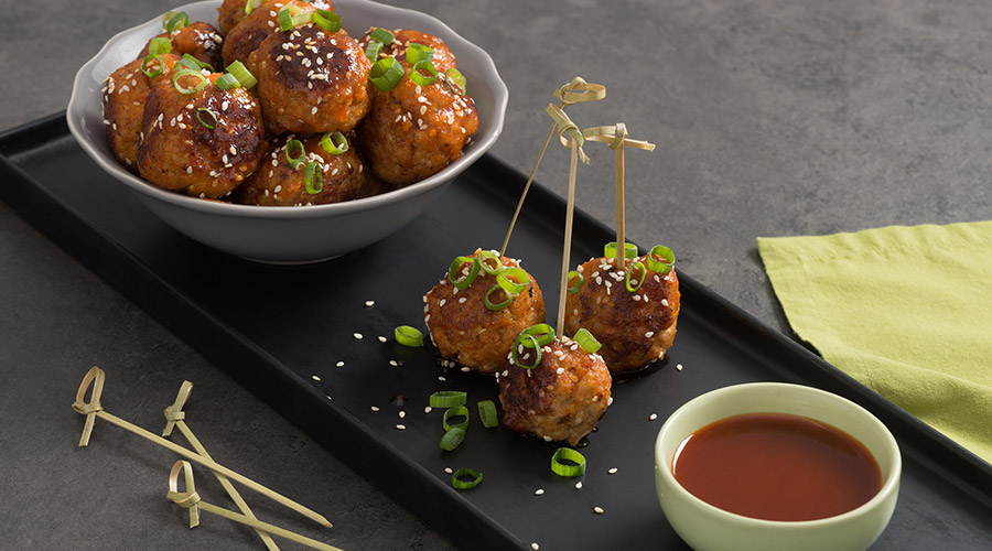 Turkey Meatballs with Sriracha and Honey Glaze