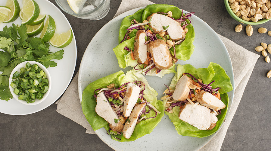 Thai Peanut Chicken Lettuce Wraps