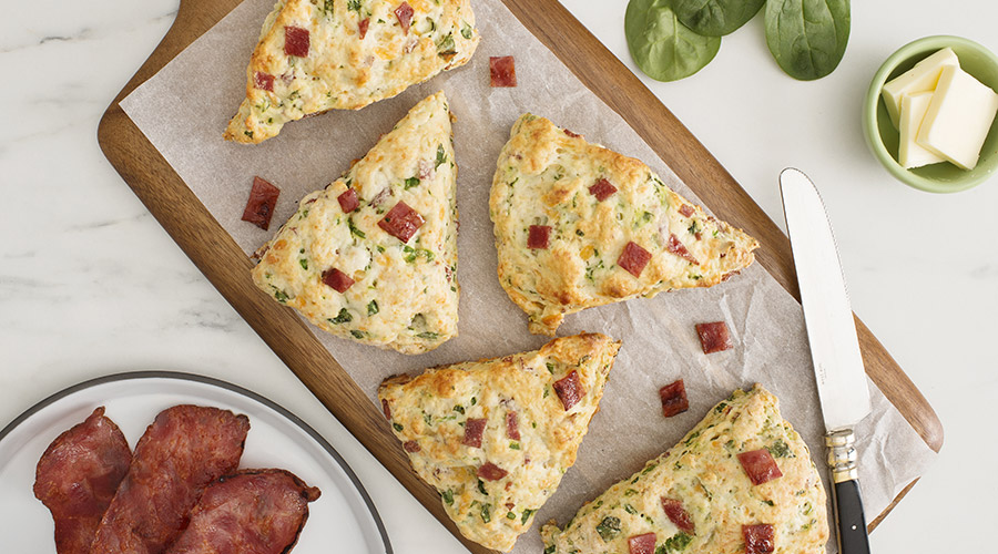 Turkey Bacon, Spinach and Cheddar Biscuits