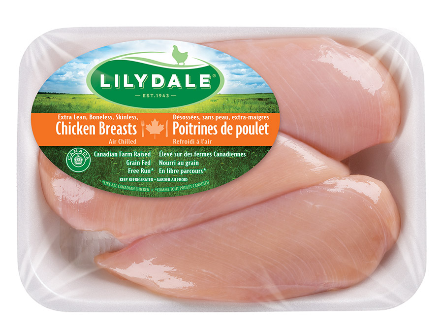 Poitrines de poulet désossées et sans peau